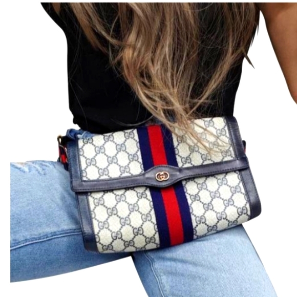 Authentic Vintage Gucci GG Monogram Supreme Ophidia Clutch Fanny Bum Waist Belt - Picture 1 of 14